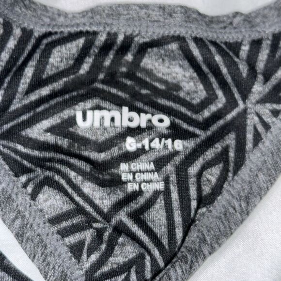 Umbro Geometric Pattern Gray Racerback Tank Top G 14/16 Polyester Spandex Girls - Picture 2 of 7